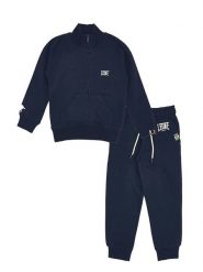 Bluza z pełny zamek błyskawiczny na co dzień. Niebieskie bluzy LEONE 1947 APPAREL, bez wzorów, z dresówki, bez kaptura, na fitness i siłownię. Za 105.21 zł.