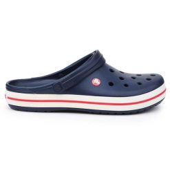 Klapki Crocs Crocband Navy M 11016-410 niebieskie. Niebieskie klapki bez wzorów, sportowe, bez obcasa, bez zapięcia. Za 374.47 zł.