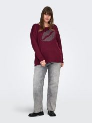 ONLY Sweter w kolorze bordowym rozmiar: L-50/52. Czerwone swetry ONLY, l, bez wzorów, bez ramiączek. Za 69.99 zł.