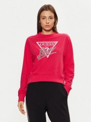 Guess Bluza W5RQ04 KB683 Czerwony Regular Fit. Czerwone bluzy Guess, xl, z aplikacjami, z syntetyku, bez kaptura. Za 219.99 zł.