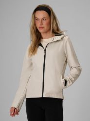 4F Kurtka softshell wiatroodporna membrana 5000 damska - kremowa L. Białe kurtki przejściowe sportowe 4f, l, bez wzorów, z softshellu, bez kaptura, trekkingowe. Za 299.99 zł.