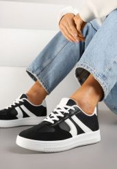 Czarne Sneakersy Klasyczne Tenisówki Setinora. Czarne trampki Renee, bez wzorów, z jeansu, eleganckie, bez zapięcia. W wyprzedaży za 75.99 zł.