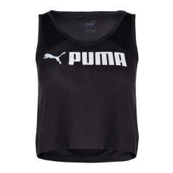 Top treningowy damski PUMA Fit Skimmer Tank. Czarne topy Puma, xs, bez wzorów, sportowe, bez kołnierzyka, bez ramiączek. Za 69.99 zł.