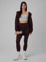 4F Legginsy dzianinowe damskie - brązowe XS. Brązowe legginsy 4f, bez wzorów, z dzianiny. Za 129.99 zł.