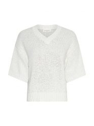 MOSS COPENHAGEN Sweter "Hannalie" w kolorze kremowym rozmiar: M/L. Brązowe swetry Moss Copenhagen, l, bez wzorów, z bawełny, bez ramiączek. Za 176.08 zł.