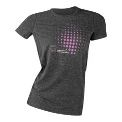 Damska koszulka techniczna z krótkim rękawem w kolorze szarym. Szare t-shirty sportowe R-EVENGE, bez wzorów, z elastanu, bez ramiączek, na fitness i siłownię. Za 114.89 zł.