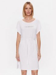 Emporio Armani Sukienka codzienna 262728 3R314 00010 Biały Regular Fit. Białe sukienki Emporio Armani, na co dzień, m, bez wzorów, z wiskozy, bez kołnierzyka, bez ramiączek, proste. Za 259.99 zł.