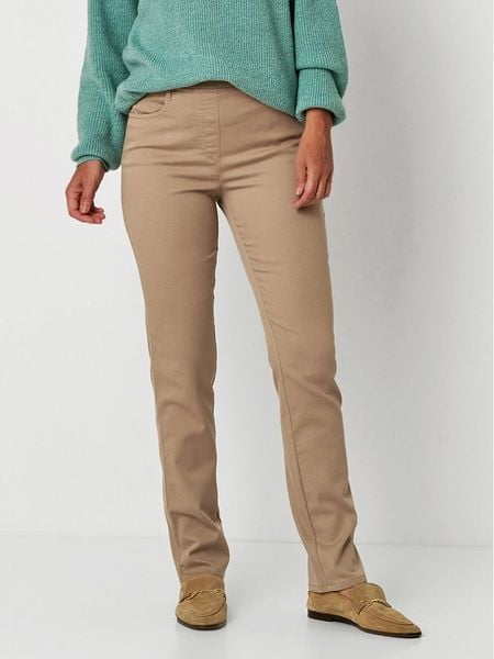 Relaxed by TONI Spodnie "Alice" w kolorze beżowym rozmiar: 25. Brązowe spodnie materiałowe Relaxed by TONI, bez wzorów, z materiału, z podwyższonym stanem. Za 161.95 zł.