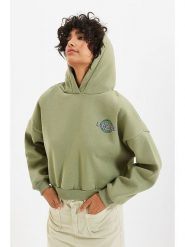 Trendyol Bluza w kolorze khaki rozmiar: S. Brązowe bluzy Trendyol, s, bez wzorów, bez ramiączek, z kapturem. Za 143.99 zł.