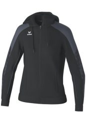 Damska bluza dresowa z kapturem Erima Evo Star. Czarne bluzy z kapturem Erima, bez wzorów, z dresówki, z kapturem, na fitness i siłownię. Za 244.50 zł.