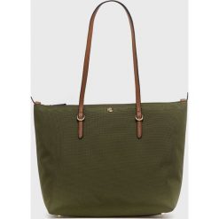 Lauren Ralph Lauren torebka kolor zielony. Zielone shopper bag Lauren Ralph Lauren, bez wzorów, na ramię, bez dodatków. Za 649.99 zł.
