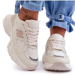 FG2 Modne Damskie Buty Sportowe Z Siateczką Beżowe Venice beżowy. Brązowe buty treningowe bez wzorów, ze skóry, bez zapięcia. Za 219.45 zł.