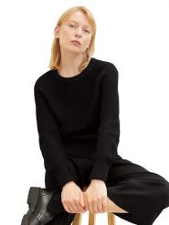 Tom Tailor Sweter w kolorze czarnym rozmiar: L. Czarne swetry Tom Tailor, l, bez wzorów, ze splotem, bez ramiączek. Za 78.84 zł.