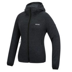 Damska bluza z kapturem i rozciągliwym zamkiem błyskawicznym Ferna Marl Midlayer. Szare bluzy Regatta, bez wzorów, z materiału, bez ramiączek, z kapturem. Za 189.99 zł.