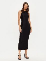Guess Sukienka dzianinowa W4YK0J KCDE0 Czarny Slim Fit. Czarne sukienki Guess, l, z aplikacjami, z dzianiny, bez kołnierzyka, bez ramiączek. Za 339.99 zł.