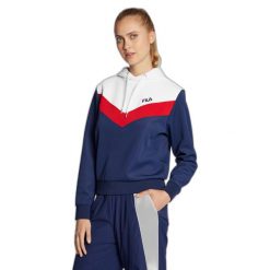 Damska bluza z kapturem crop top Fila Bosa. Czerwone bluzy Fila, m, bez wzorów, z elastanu, bez ramiączek, z kapturem. Za 199.99 zł.