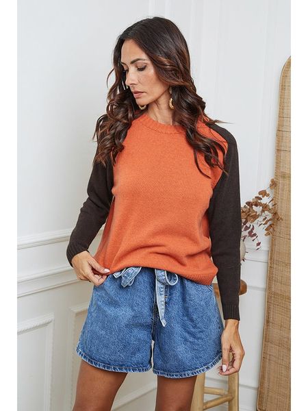 So Cachemire Sweter "Kaleis" w kolorze pomarańczowo-brązowym rozmiar: XL. Pomarańczowe swetry So Cachemire, xl, bez wzorów, z kaszmiru, bez ramiączek. Za 192.33 zł.