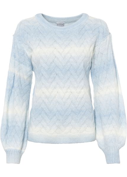 Sweter boxy. Niebieskie swetry bonprix, bez wzorów, bez ramiączek. Za 117.99 zł.
