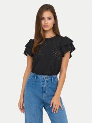 JDY Bluzka Carla 15351452 Czarny Regular Fit. Czarne bluzki JDY, s, bez wzorów, z syntetyku, bez kołnierzyka, bez ramiączek. Za 89.99 zł.