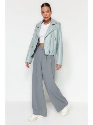 Trendyol Spodnie w kolorze szarym rozmiar: L. Szare spodnie materiałowe Trendyol, bez wzorów, z materiału. Za 86.99 zł.