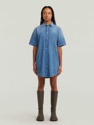 G-Star Sukienka dżinsowa w kolorze niebieskim rozmiar: XXL. Niebieskie sukienki G-Star, na co dzień, xxl, bez wzorów, z bawełny, retro, bez kołnierzyka, bez ramiączek, mini, proste. Za 118.01 zł.
