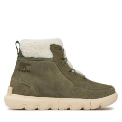 Botki Sorel. Zielone botki Sorel, bez wzorów, bez obcasa, na płaskiej podeszwie, bez zapięcia. Za 549.99 zł.