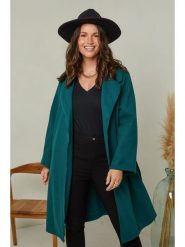 Curvy Lady Płaszcz przejściowy w kolorze ciemnozielonym rozmiar: 40/42. Zielone płaszcze Curvy Lady, bez wzorów, z tkaniny, bez kaptura. Za 154.07 zł.
