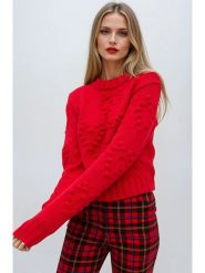 Monki Sweter w kolorze czerwonym rozmiar: L. Czerwone swetry Monki, l, bez wzorów, bez ramiączek. Za 60.99 zł.