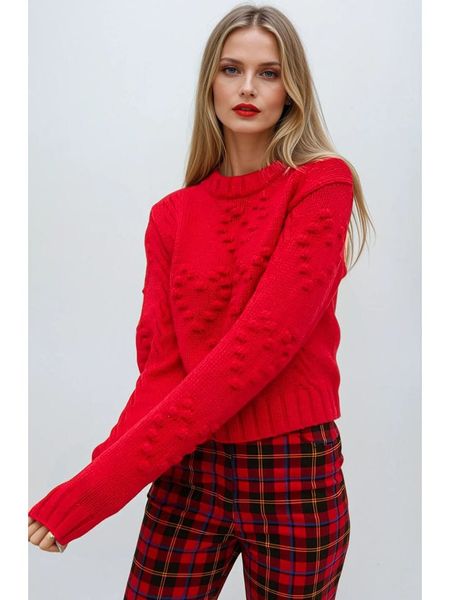 Monki Sweter w kolorze czerwonym rozmiar: L. Czerwone swetry Monki, l, bez wzorów, bez ramiączek. Za 60.99 zł.