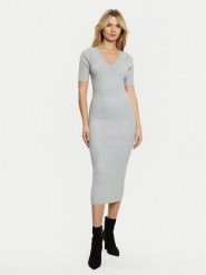 Guess Sukienka dzianinowa W5RK11 Z2V62 Szary Bodycon Fit. Szare sukienki Guess, xxl, z aplikacjami, z dzianiny, bez kołnierzyka, bez ramiączek, bodycon. Za 319.99 zł.