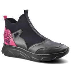 Czarne Botki Chebello Damskie Sportowe Obuwie. Czarne botki CheBello, bez wzorów, ze skóry, bez zapięcia. Za 289.00 zł.