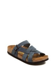 Comfortfusse Skórzane klapki w kolorze granatowym rozmiar: 38. Niebieskie klapki Comfortfüße, bez wzorów, z nubiku, klasyczne, z otwartym noskiem, bez obcasa, bez zapięcia. Za 252.99 zł.