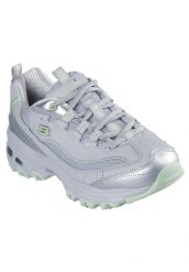 Buty sportowe damskie Skechers D'lites chromatic. Szare buty treningowe Skechers, bez wzorów, ze skóry, bez zapięcia. Za 348.00 zł.
