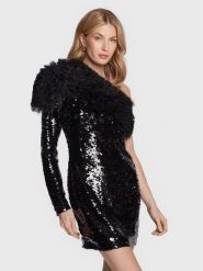 Pinko Sukienka koktajlowa Gorgona 100517 A0M4 Czarny Slim Fit. Czarne sukienki Pinko, m, bez wzorów, z syntetyku, wizytowe, bez kołnierzyka, bez ramiączek. Za 2,019.00 zł.