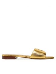 LAUREN RALPH LAUREN Klapki 802970531002 Złoty. Żółte klapki Lauren Ralph Lauren, bez wzorów, ze skóry, bez obcasa, bez zapięcia. Za 629.99 zł.