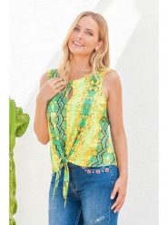 Bleu d'Azur Top "Mcqueen" w kolorze zielonym rozmiar: 38. Zielone topy Bleu d'Azur, w ażurowe wzory, klasyczne, bez kołnierzyka, bez ramiączek. Za 85.95 zł.