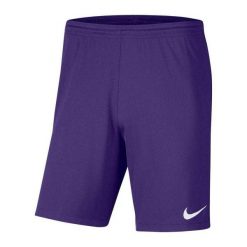 Spodenki Dziecięce Dry Park III DriFIT. Fioletowe szorty Nike, bez wzorów, sportowe. Za 86.99 zł.
