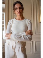 Maison Héritage Cashmere Kaszmirowy sweter w kolorze kremowym rozmiar: L. Brązowe swetry Maison Héritage Cashmere, l, bez wzorów, z kaszmiru, bez ramiączek. Za 467.95 zł.