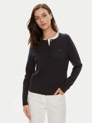 Tommy Hilfiger Kardigan WW0WW42370 Granatowy Regular Fit. Niebieskie swetry Tommy Hilfiger, m, bez wzorów, z bawełny, bez ramiączek. Za 519.99 zł.