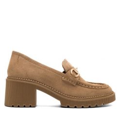 Półbuty Lasocki. Brązowe półbuty wsuwane Lasocki, bez wzorów, bez obcasa, na obcasie. Za 219.99 zł.