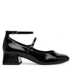 Półbuty Tamaris. Czarne półbuty wsuwane Tamaris, bez wzorów, bez obcasa, na obcasie. Za 219.99 zł.