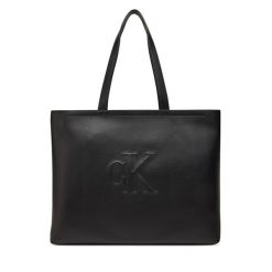 Torebka Calvin Klein Jeans. Czarne shopper bag Calvin Klein Jeans, bez wzorów, z jeansu, bez dodatków. Za 319.99 zł.
