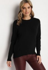 Czarny Sweter z Modalem i Wiskozą Ozdobiony Ściągaczami Heliti. Czarne swetry Born2be, l, bez wzorów, z jeansu, eleganckie, bez ramiączek. W wyprzedaży za 76.49 zł.