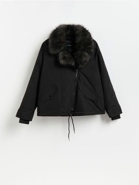 Kurtka parka - czarny. Czarne kurtki Reserved, l, bez wzorów, z tkaniny, bez kaptura. Za 299.99 zł.