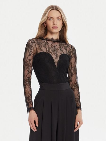 Rinascimento Body CFC0126159003 Czarny Slim Fit. Czarne body i gorsety Rinascimento, bez wzorów, z syntetyku, bez ramiączek. Za 229.99 zł.