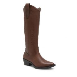 Kozaki Jenny Fairy. Brązowe kozaki Jenny Fairy, bez wzorów, bez obcasa, na słupku, bez zapięcia. Za 199.99 zł.