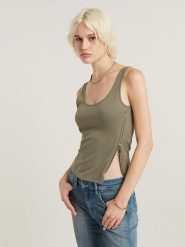 G-Star Top w kolorze khaki rozmiar: M. Brązowe topy G-Star, m, bez wzorów, z bawełny, retro, bez kołnierzyka, bez ramiączek. Za 88.02 zł.