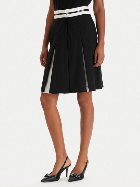 KARL LAGERFELD Spódnica mini B1W12005 Czarny Regular Fit. Czarne spódnice KARL LAGERFELD, bez wzorów, z wełny, mini. Za 693.99 zł.