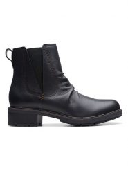 Clarks Skórzane botki "Hearth Rose" w kolorze czarnym rozmiar: 36. Czarne botki Clarks, bez wzorów, bez obcasa, bez zapięcia. Za 206.42 zł.