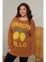 Curvy Lady Sweter w kolorze jasnobrązowym rozmiar: 44/46. Brązowe swetry Curvy Lady, bez wzorów, ze splotem, klasyczne, bez ramiączek. Za 134.53 zł.
